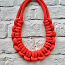 Chunky Woven Cotton Cord Necklace -Blood Orange