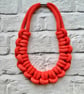 Chunky Woven Cotton Cord Necklace -Blood Orange