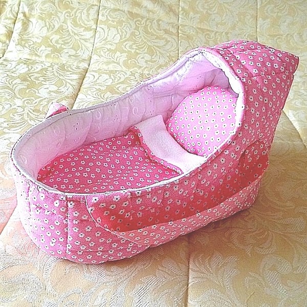 Pink Doll's Carrycot suitable for 14 inch dolls
