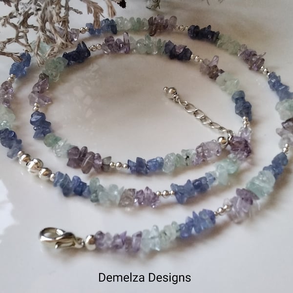 Tanzanite, Amatrine & Aquamarine Nugget Necklace 