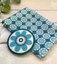 Blue Daisy Fabric Pocket Mirror