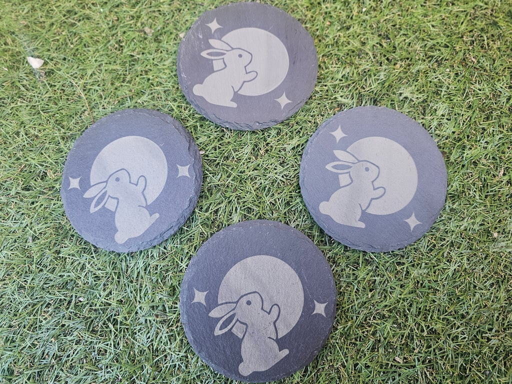 Moongazing Hare Slate Coasters Drinkware Home Decor