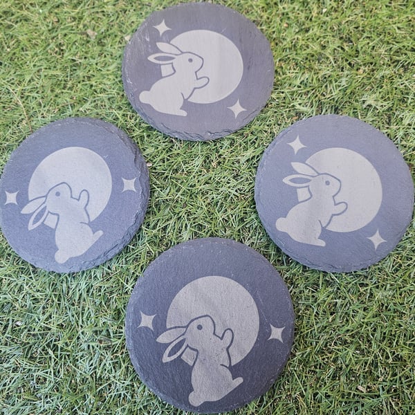 Moongazing Hare Slate Coasters Drinkware Home Decor