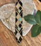 Geometric beadwork peyote bracelet in black and gold with slider chain  - Image 2