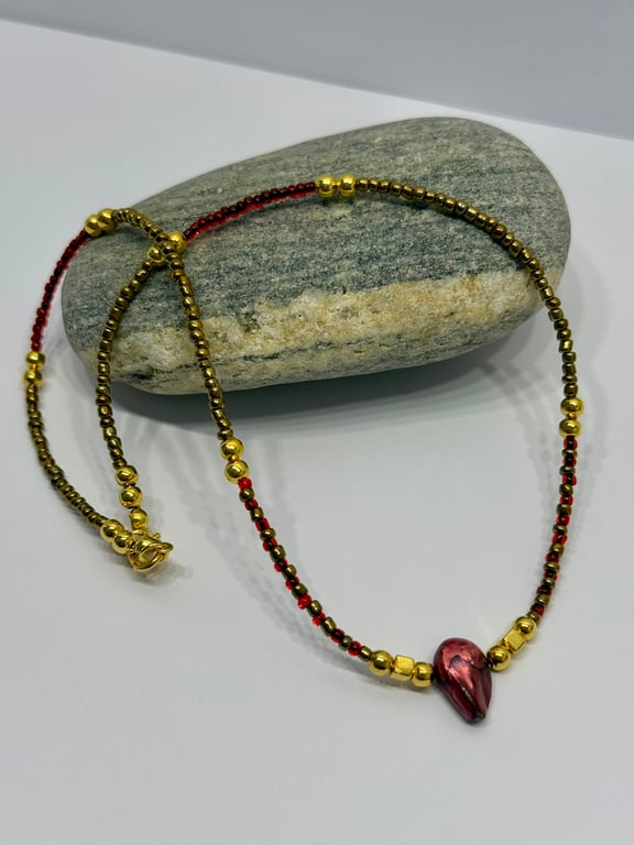 Seed Bead and Freshwater Baroque Pearl, Pearl and Bead Necklace