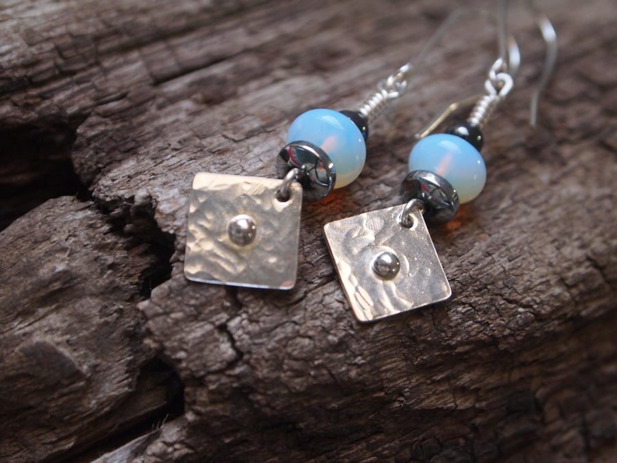 silver and opalite earrings
