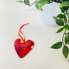 Red and gold cast glass hanging heart - sale