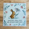 "Small Steps, Giant Leap" Rabbit Motivational Card