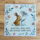 The Resilient Rabbit. "Small Steps, Giant Leap" Rabbit Motivational Card