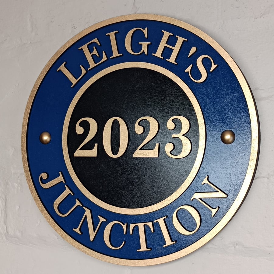 Personalised vintage brass style railway nameplate sign