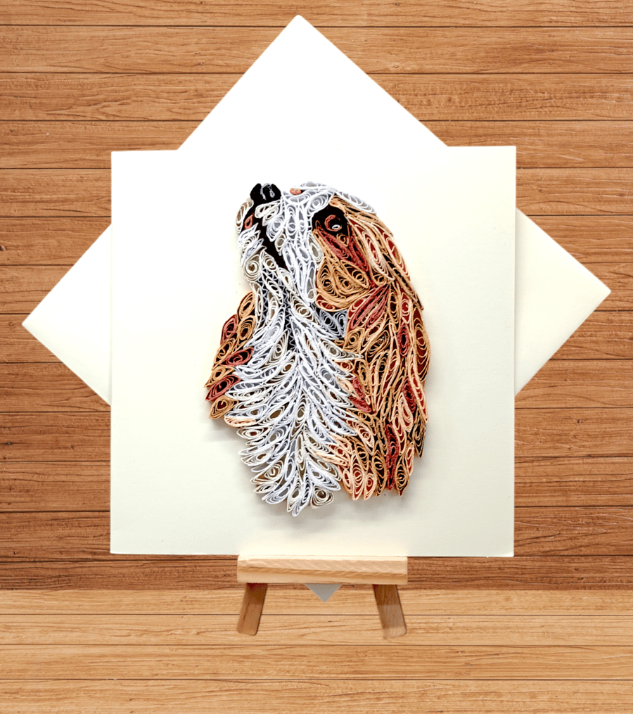 King Charles Spaniel quilled open greetings card 