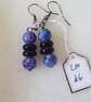 Blue and Black Beaded Earrings - Summer Seconds