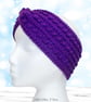 Crochet headband, ear warmer. Ladies purple twist ear warmer. Purple headband. - Image 1