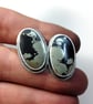 Silver cufflinks with apache tears gemstones - Image 2