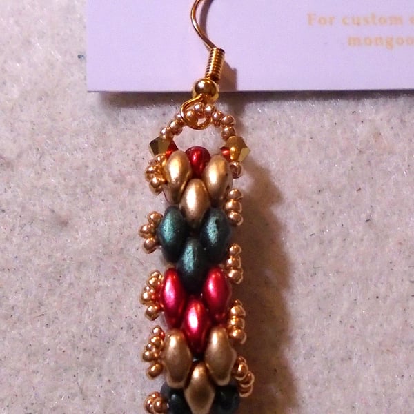 Brickwork-pattern bead earrings (customisable)