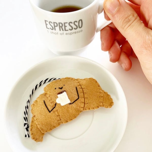Felt croissant, handmade gifts, felt handmade stitched croissant