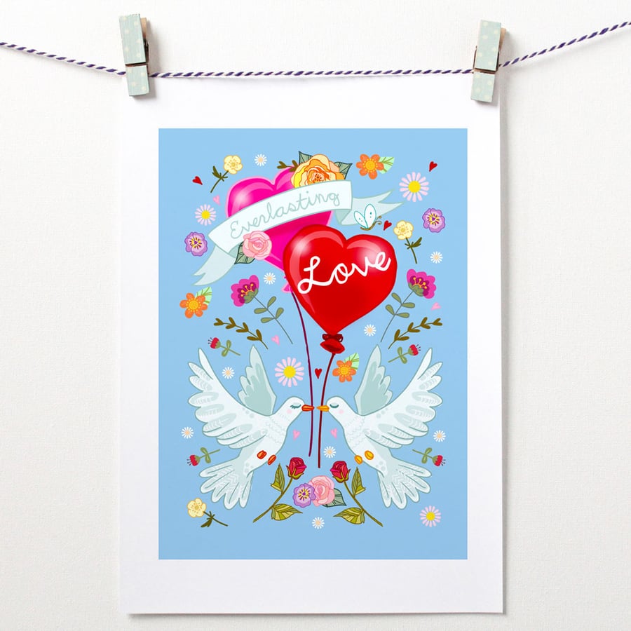 'Everlasting Love'  A4 unframed Print - CAN BE PERSONALISED