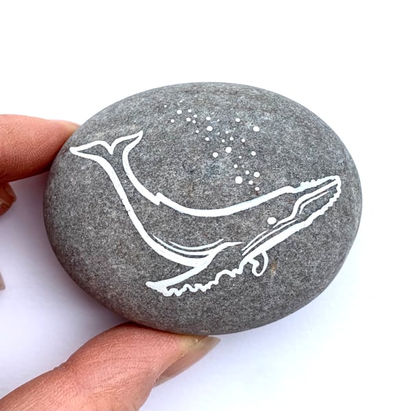 Painted Humpback Whale Stone - Ready to ship cute ocean sea calming home decor