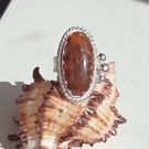 Suture Ammonite Fossil Ring Sterling Silver Adjustable Jewellery Gift Statement