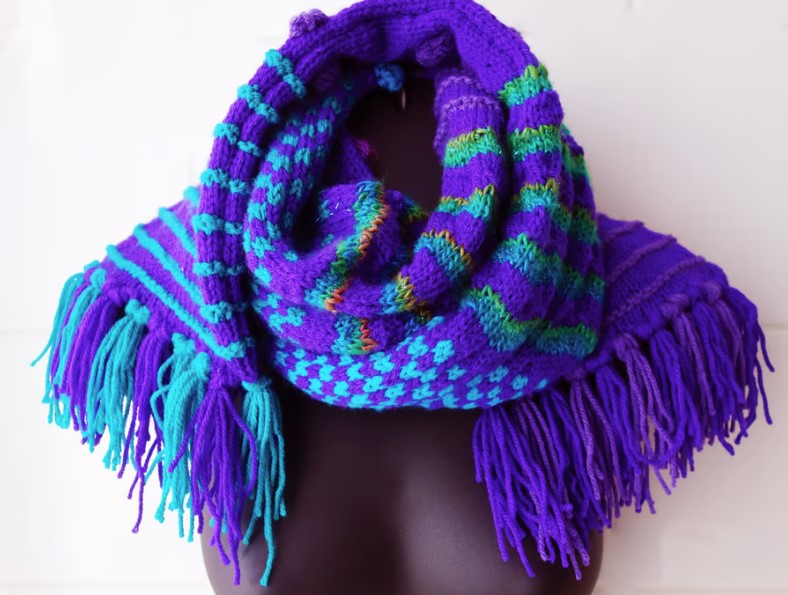 Hand Knit Super Soft Machine wash sparkly acrylic Scarf Winter Neckwear