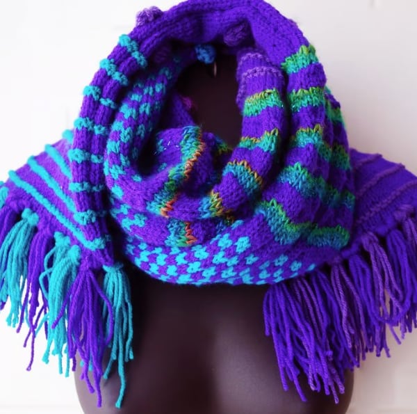 Hand Knit Super Soft Machine wash sparkly acrylic Scarf Winter Neckwear