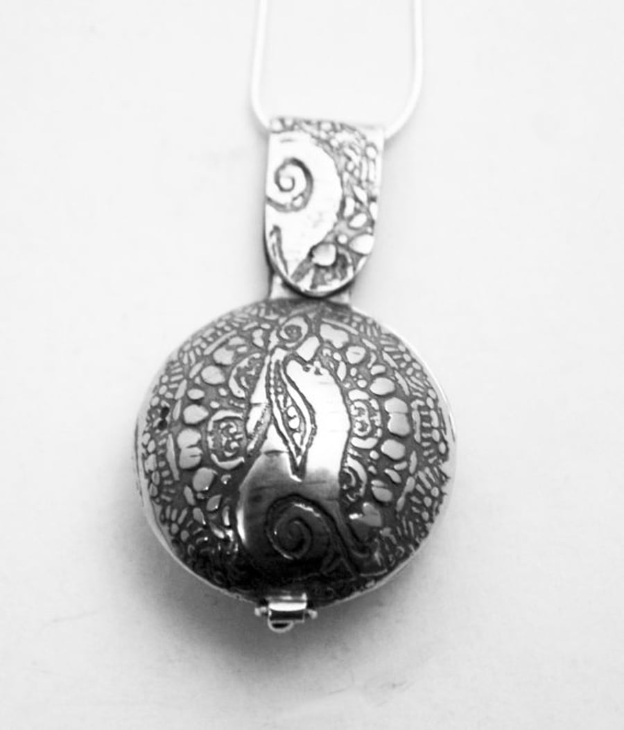 Sterling silver Moongazing Hare locket, swivel design