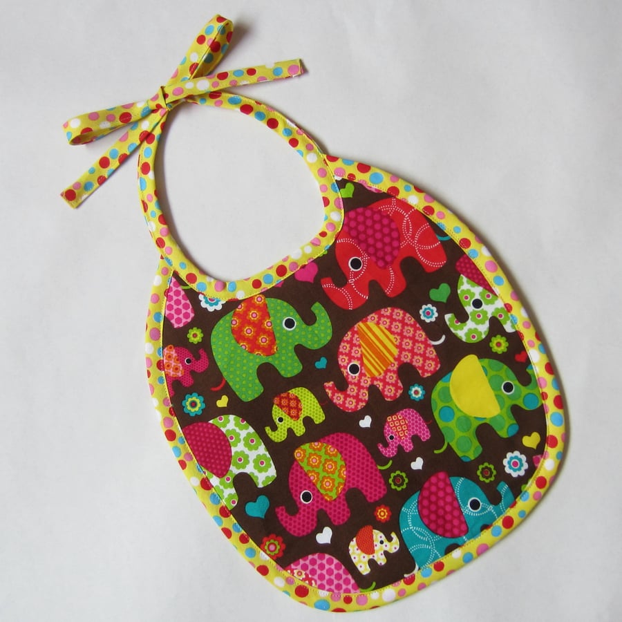Retro 1960s Elephant Babies Bib