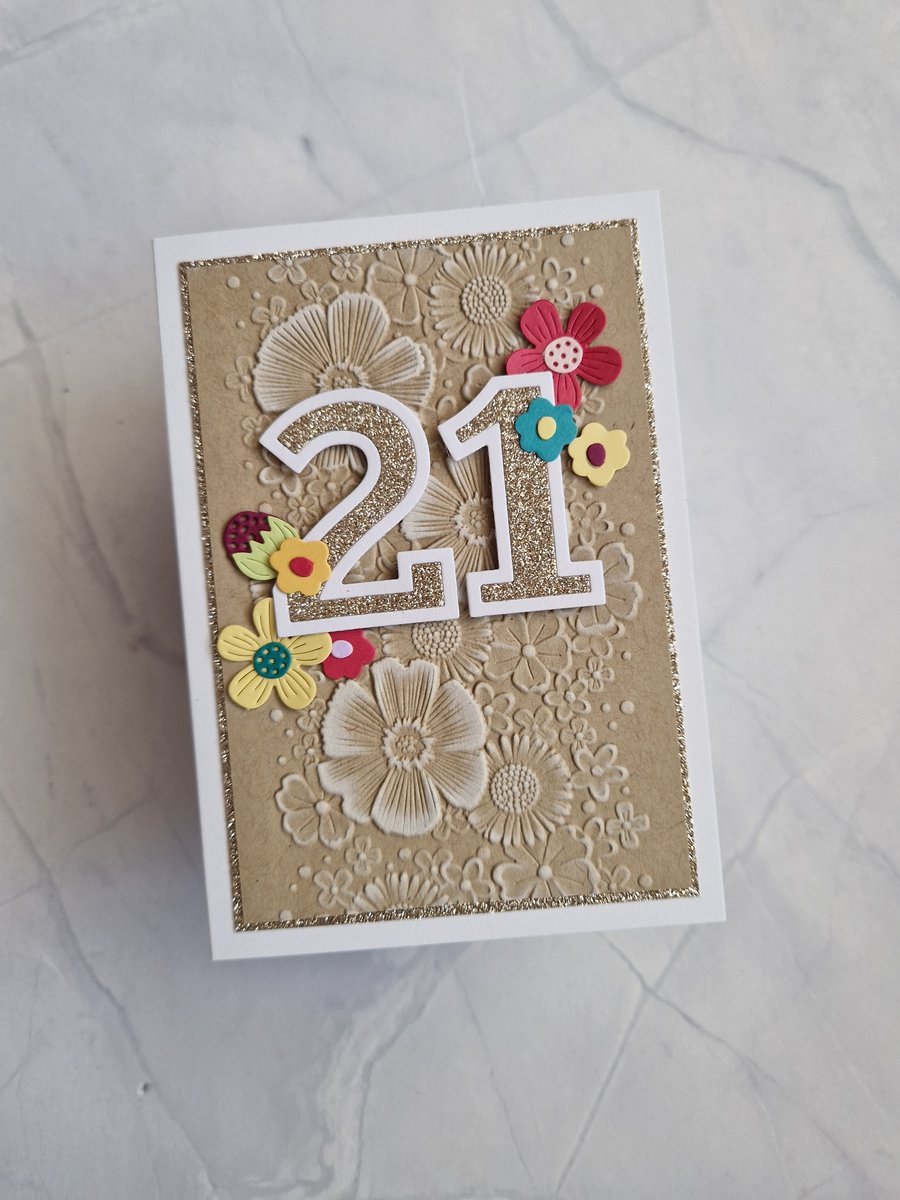 Funky bright floral milestone birthday card