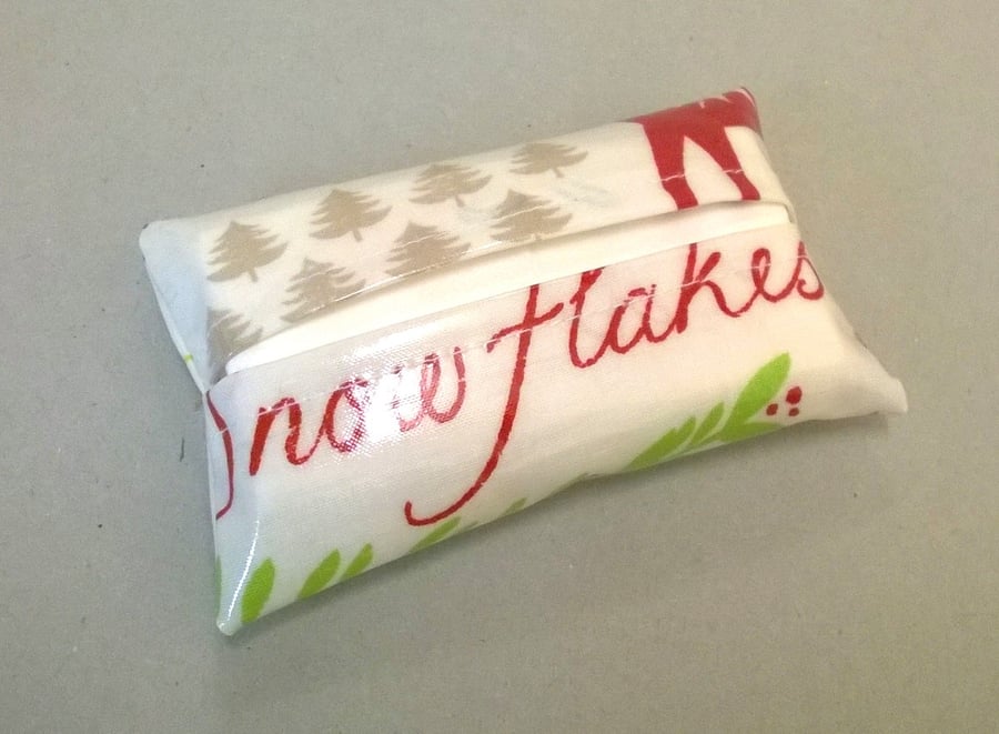Christmas tissue holder, wipe clean with tissues
