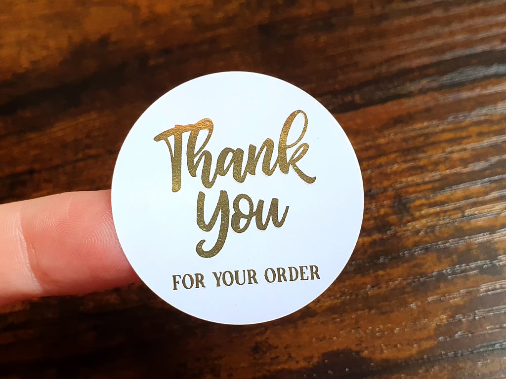 35 x Foil Thank You 37mm Stickers - Small Business Thank You Labels