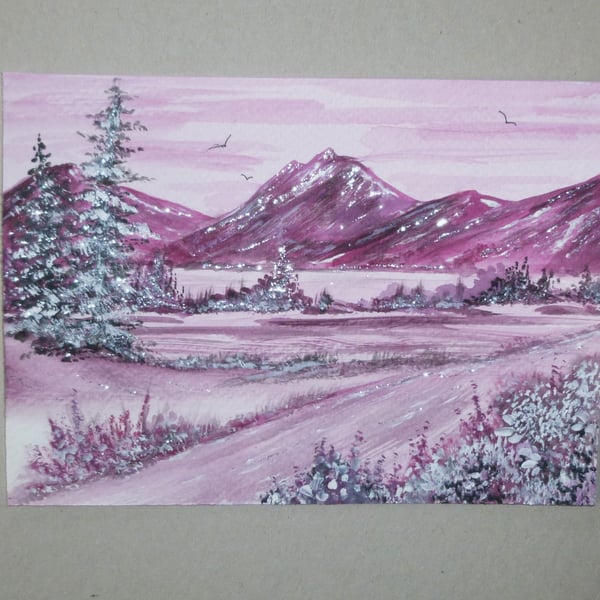 fantasy watercolour landscape painting ( ref FA 16 R5 )