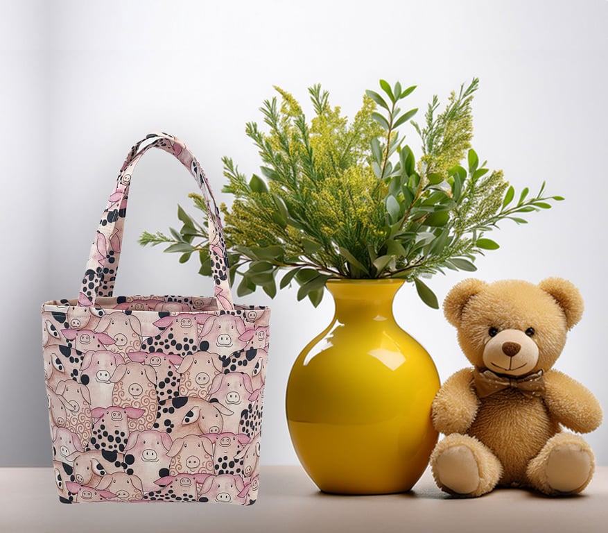 Little Pigs Design Tote Bag-Children-Baby Shower bag-Handmade-Bag-CTB114