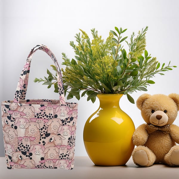 Little Pigs Design Tote Bag-Children-Baby Shower bag-Handmade-Bag-CTB114
