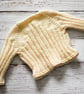 Hand Knitted cardigan in cream with floral buttons - newborn - Image 3