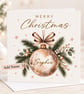 Personalised Christmas Card, Gold Bauble Christmas Card, Custom Name Card - Image 2