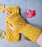 Mustard Yellow Knitted Wrist Warmers