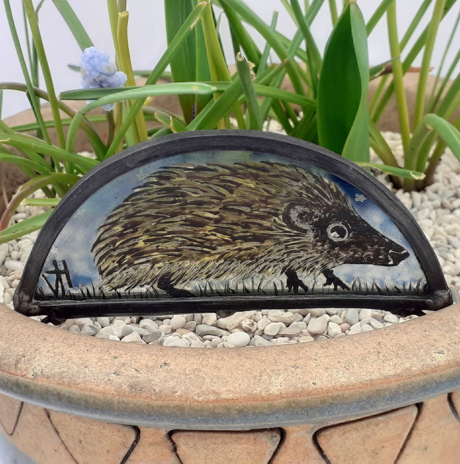 Stained Glass hedgehog Plant Pot Ornament Charity Donation 