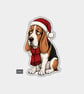 Funny Christmas Sticker Vinyl Xmas Decal For Adults - Sad Basset Hound Dog - Image 1