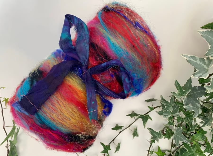 Hand blended art batts. Get a surprise choice. Fibre, spinning, felting 