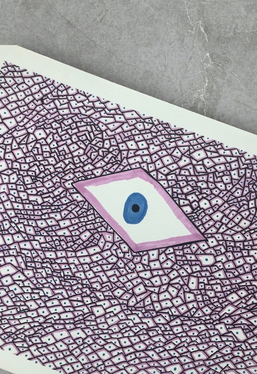 Abstract Illustration Pink Blue Black Original Artwork