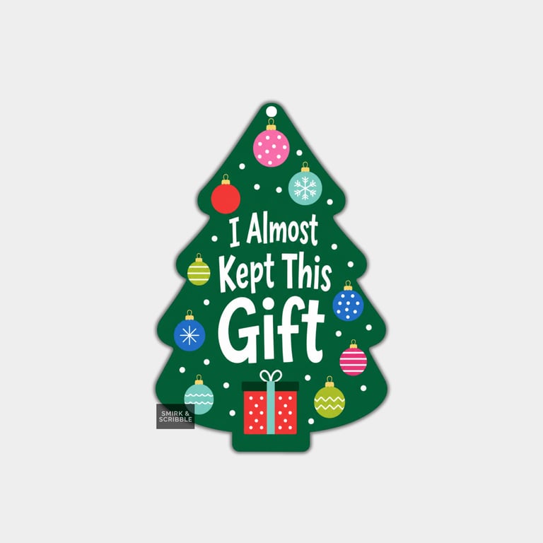 Unique Funny Christmas Tree Gift Tags For Adults, 6pk - Almost Kept