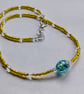 Azure Sun - Yellow and Aqua Artisan Glass Bead Necklace - Image 6
