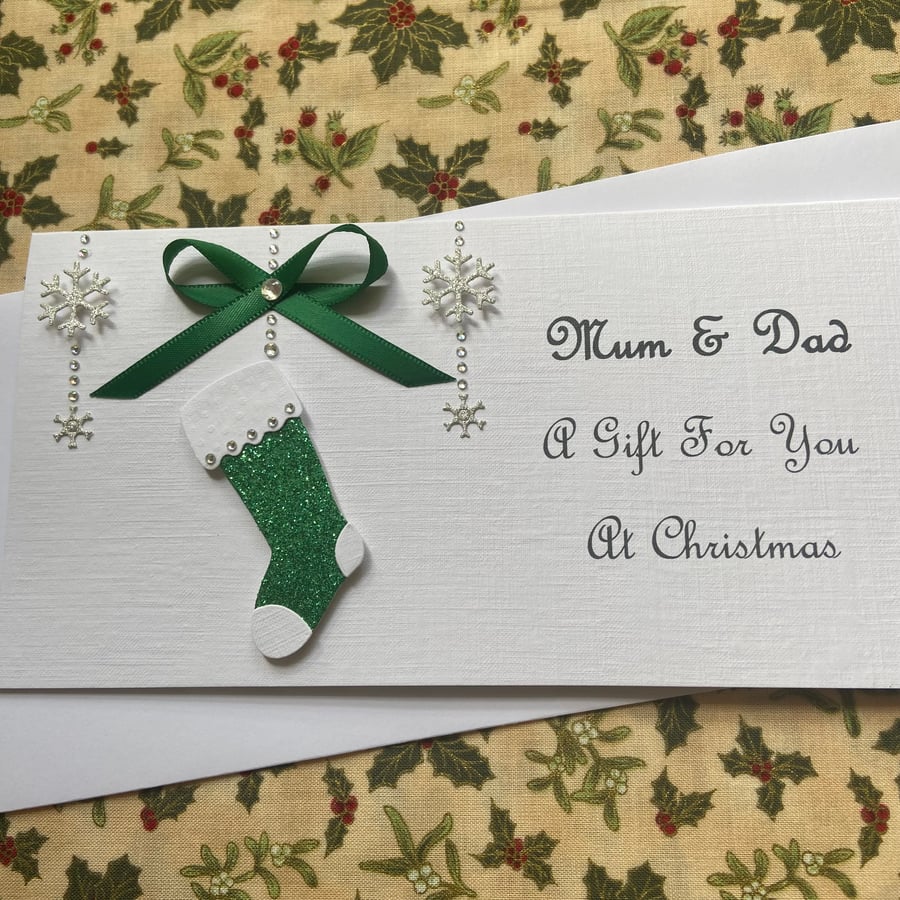 Personalised Christmas Gift Voucher Money Wallet Any Name and Greeting