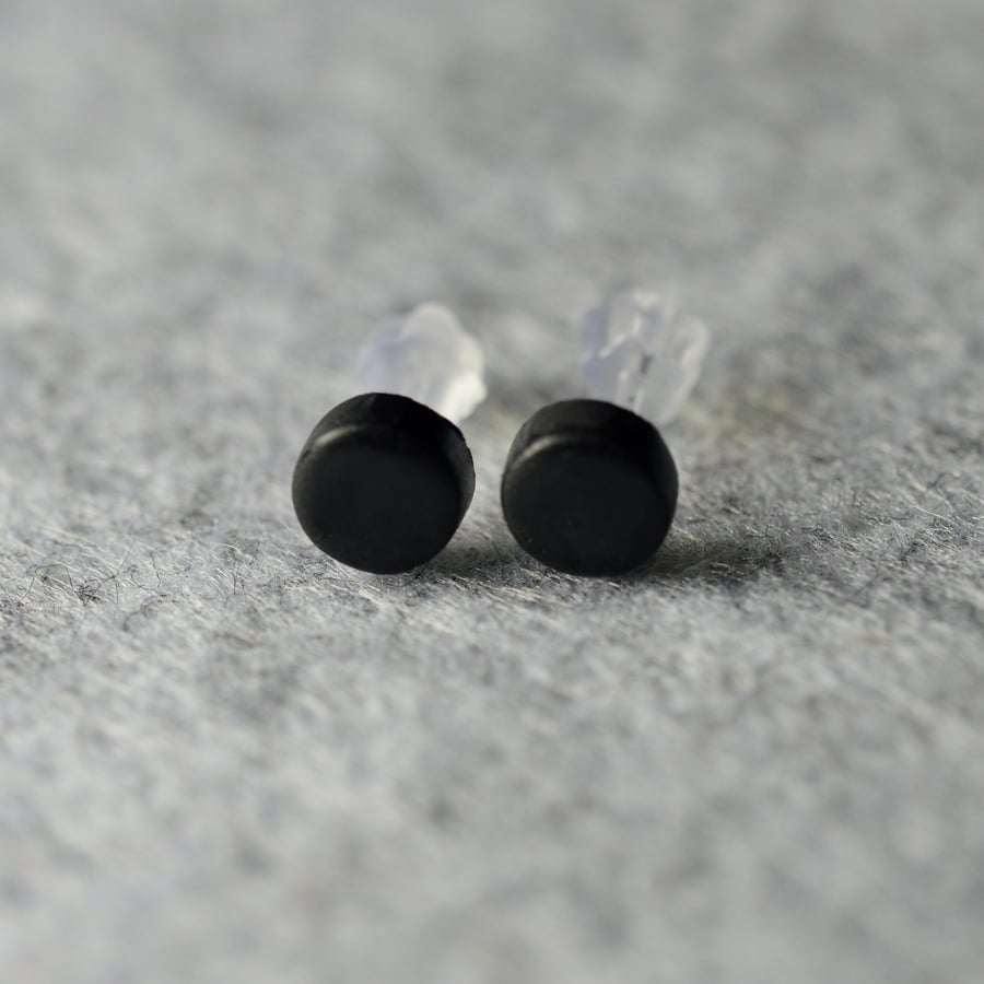 Black Polymer Clay Earrings 