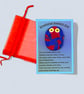 Red and Blue Marbled Emotional Support Owl Worry Stone Keepsake - Image 1