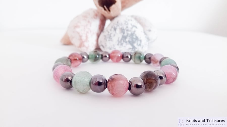 Acrylic and Metal Bead Bracelet