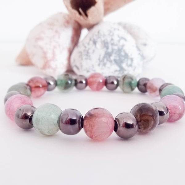 Acrylic and Metal Bead Bracelet