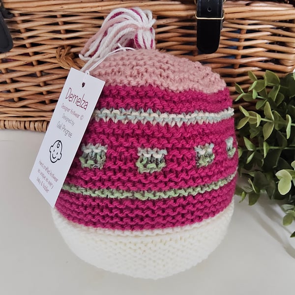 Designer Hand Knitted Baby Girl's Tassle Hat 9-18 months size