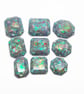 9 Handmade Octagon Resin Pendant Charms in Blue Green for Jewellery Making 