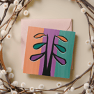 Abstract colourful plant style square blank card